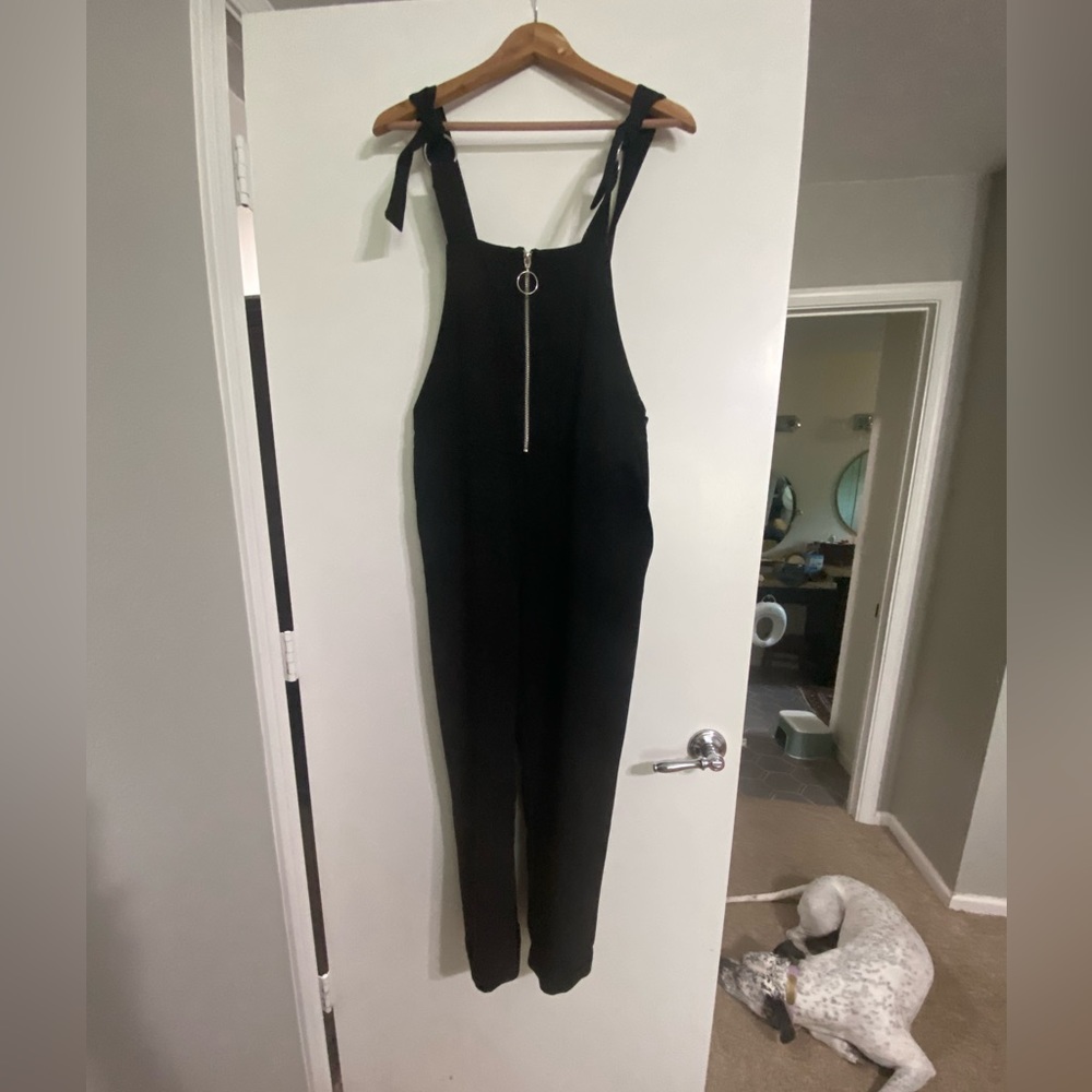 Black overall, zip front, size S